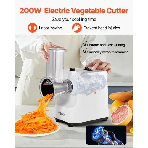 VEVOR Elektrische Käsereibe Salatzubereiter 200 W Gemüsehobel Gemüseschneider, Drehreibe mit 5 Aufsätzen, Lebensmittelschneider mit Edelstahlklingen für Gemüse Käse schnelles Schneiden VEVOR Elektrische Käsereibe Salatzubereiter 200 W Gemüsehobel Gemüseschneider, Drehreibe mit 5 Aufsätzen, Lebensmittelschneider mit Edelstahlklingen für Gemüse Käse schnelles Schneiden