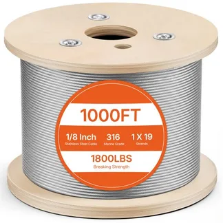 VEVOR T316 Edelstahl-Drahtseilkabel, hochfestes, spannungsflexibles Edelstahlkabel, Außendurchmesser 3,2 mm, Länge 1000 Fuß, 11,14 kN Kabelgeländer (300 m) VEVOR T316 Edelstahl-Drahtseilkabel, hochfestes, spannungsflexibles Edelstahlkabel, Außendurchmesser 3,2 mm, Länge 1000 Fuß, 11,14 kN Kabelgeländer (300 m)
