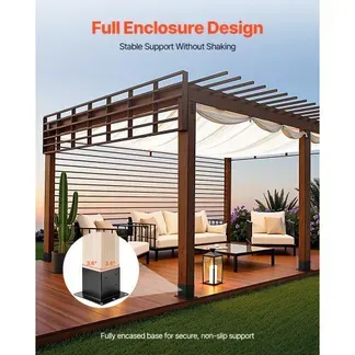 VEVOR Aufschraubhülse, 4 Stk., Pfostenträger Innenmaß 92×92 mm für 88,9×88,9 mm Pfosten, robuste Bodenhülse aus Karbonstahl, ideal für Pavillon-Terrassengeländer, Stützdeck-Grundplatte, schwarz VEVOR Aufschraubhülse, 4 Stk., Pfostenträger Innenmaß 92×92 mm für 88,9×88,9 mm Pfosten, robuste Bodenhülse aus Karbonstahl, ideal für Pavillon-Terrassengeländer, Stützdeck-Grundplatte, schwarz