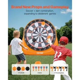 VEVOR aufblasbares Fußball-Dartboard, über 1,83 m hohes riesiges Fußball-Dartboard mit 4 Kickbällen & 6 Darts & 6 Äxten & Luftpumpe, ideal für riesige Gartenspiele, riesiges Kick-Darts-Spiel VEVOR aufblasbares Fußball-Dartboard, über 1,83 m hohes riesiges Fußball-Dartboard mit 4 Kickbällen & 6 Darts & 6 Äxten & Luftpumpe, ideal für riesige Gartenspiele, riesiges Kick-Darts-Spiel