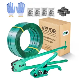 VEVOR 6 tlg Umreifungsset mit Umreifungsband, manuelle Umreifungsgerät mit 457 m PET Band, 450 Metallklammern, 150 Kantenschutzern, pefekte Werkstattausstattung für Verpackung, Transport und Lager VEVOR 6 tlg Umreifungsset mit Umreifungsband, manuelle Umreifungsgerät mit 457 m PET Band, 450 Metallklammern, 150 Kantenschutzern, pefekte Werkstattausstattung für Verpackung, Transport und Lager
