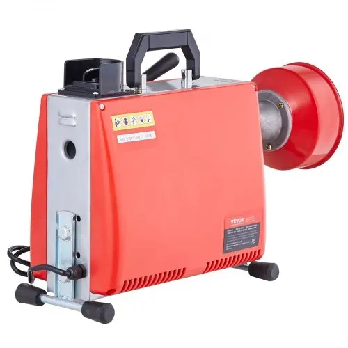 VEVOR Rohrreinigungsmaschine, 66 Fuß x 5/8 Zoll, 250 W elektrische Rohrreinigungsmaschine mit manueller Zuführung – mit 7 Schneidern, 2 Stahlkabeln (66' x 5/8" und 15' x 3/8") und CW/CCW-Steuerung für 1,6" bis 4" Rohre – Bild 10
