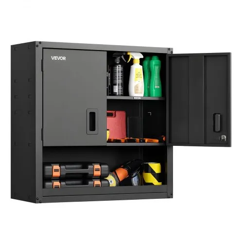 VEVOR Hängeschrank Werkstatt, 762 x 305 x 762 mm, Werkzeugschrank aus Stahl mit abschließbaren Türen & verstellbarem Regal, Wandhängeschrank für Garage, Keller, Küche, Lager, schwarz VEVOR Hängeschrank Werkstatt, 762 x 305 x 762 mm, Werkzeugschrank aus Stahl mit abschließbaren Türen & verstellbarem Regal, Wandhängeschrank für Garage, Keller, Küche, Lager, schwarz