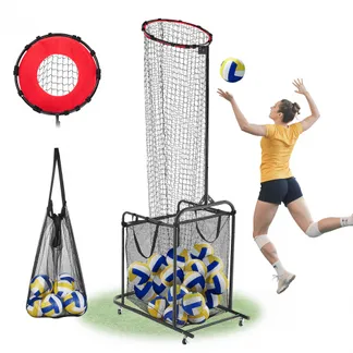 VEVOR Volleyball Trainingsnetz, winkel- und höhenverstellbarer Volleyballtrainer, tragbares Übungsnetz mit Wagen & Rädern & Tragetasche, professionelles Aufschlag & Schmettertraining VEVOR Volleyball Trainingsnetz, winkel- und höhenverstellbarer Volleyballtrainer, tragbares Übungsnetz mit Wagen & Rädern & Tragetasche, professionelles Aufschlag & Schmettertraining