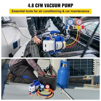 VEVOR Vakuumpumpe für Klimaanlagen, 136 l/min, Vakuumpumpe für Kältetechnik HVAC 1/3 HP mit 4-Wege-Manometer-Kit und Schlauch 1440 U/min Tragetasche für Autoklimaanlagen Kältetechnik VEVOR Vakuumpumpe für Klimaanlagen, 136 l/min, Vakuumpumpe für Kältetechnik HVAC 1/3 HP mit 4-Wege-Manometer-Kit und Schlauch 1440 U/min Tragetasche für Autoklimaanlagen Kältetechnik