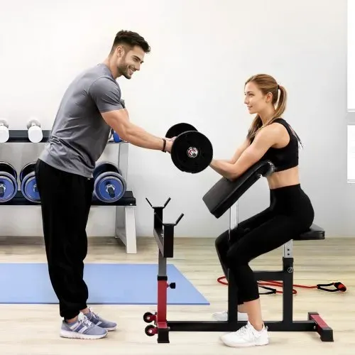 VEVOR Preacher Curlbank Bizepsmaschine für Krafttraining, (Max. Belastung 200 kg) Heim-Fitnessgerät, Bizepsstation für Langhantel und Kurzhanteln im Sitzen, verstellbare Hantelbänke – Bild 7