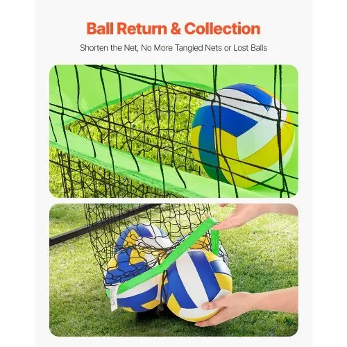 VEVOR Volleyball Trainingsnetz stufenlos höhenverstellbare Übungsausrüstung mit Ballrücklauf, 2,44 x 3,35 m tragbare Netzstation, einfache Einrichtung für den Innen- und Außenbereich im Garten – Bild 2