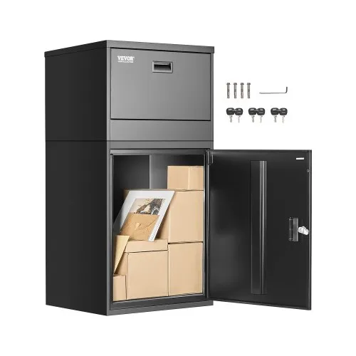 VEVOR Paketbriefkasten 500x398x980mm, Paketkasten mit Schloss, Paketbriefbox aus verzinktem Stahl mit Diebstahlschutz-Design, Packstation für Zuhause und das Büro, Schwarz VEVOR Paketbriefkasten 500x398x980mm, Paketkasten mit Schloss, Paketbriefbox aus verzinktem Stahl mit Diebstahlschutz-Design, Packstation für Zuhause und das Büro, Schwarz