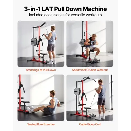 VEVOR Latzugstation, 3-in-1 Latzugturm, Kraftstation mit Latzugstange & Seilzug, bis 181 kg Belastbar, Krafttraining für Rücken Arme Schultern Bauch, Latzugmaschine für Fitnesscenter Zuhause, Schwarz VEVOR Latzugstation, 3-in-1 Latzugturm, Kraftstation mit Latzugstange & Seilzug, bis 181 kg Belastbar, Krafttraining für Rücken Arme Schultern Bauch, Latzugmaschine für Fitnesscenter Zuhause, Schwarz