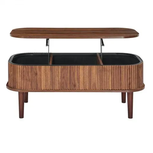 VEVOR Couchtisch Höhenverstellbar 1000x480x405-545 mm, Wohnzimmertisch mit Stauraum, Ausziehbarer Kaffeetisch im Mid-Century-Stil aus MDF, Hubtischplatte für Zuhause & Büro, Walnussfarbe – Bild 8
