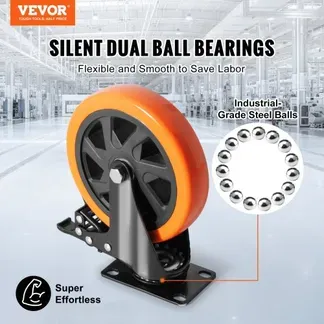 VEVOR Möbelrollen 4er-Set Lenkrollen PVC φ152,4mm Laufrollen 1.270kg Tragfähigkeit Transportrollen mit A/B-Bremsen Kastenrollen 360° Drehbar Schwerlastrollen für Häusern Büros Studios Fabriken VEVOR Möbelrollen 4er-Set Lenkrollen PVC φ152,4mm Laufrollen 1.270kg Tragfähigkeit Transportrollen mit A/B-Bremsen Kastenrollen 360° Drehbar Schwerlastrollen für Häusern Büros Studios Fabriken