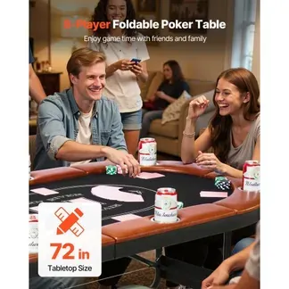 VEVOR klappbarer Pokertisch für 8 Spieler (183 cm) Kasino-Freizeittisch mit gepolsterten Schienen & Getränkehaltern, ovale tragbare Spieltische mit Filz- und Metallbeinen, Texas Hold’em Poker VEVOR klappbarer Pokertisch für 8 Spieler (183 cm) Kasino-Freizeittisch mit gepolsterten Schienen & Getränkehaltern, ovale tragbare Spieltische mit Filz- und Metallbeinen, Texas Hold’em Poker