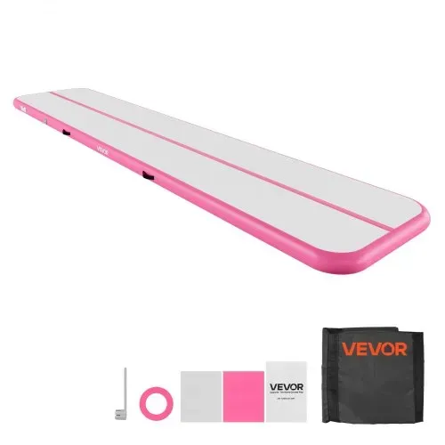 VEVOR Aufblasbare Gymnastikmatte 500x100x10 cm Airtrack-Turnmatte für Training, Wettkampfsport & Yoga, mit Rutschfester Oberfläche, 600-W-Elektroluftpumpe, Reparaturflicken, Düsen & Tasche, Pink – Bild 8