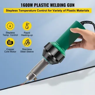 VEVOR Kunststoff Schweißgerät Heißluftpistole 1600W PVC Schweißpistole 40-60℃ Kunststoff Heißluft Schweißer inkl. 4x Ersatzdüsen Schlitzmesser 3m Kabel zum Schweißen von PE/PP/PVC-Kunststoffplatten VEVOR Kunststoff Schweißgerät Heißluftpistole 1600W PVC Schweißpistole 40-60℃ Kunststoff Heißluft Schweißer inkl. 4x Ersatzdüsen Schlitzmesser 3m Kabel zum Schweißen von PE/PP/PVC-Kunststoffplatten