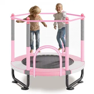VEVOR Kindertrampolin Outdoor-Trampolin Mini Freizeittrampolin 1545 mm für Kleinkinder mit Sicherheitsnetz & Basketballkorb, Geburtstagsgeschenk Weihnachtsspielzeug für Kinder ab 3 Jahren Rosa VEVOR Kindertrampolin Outdoor-Trampolin Mini Freizeittrampolin 1545 mm für Kleinkinder mit Sicherheitsnetz & Basketballkorb, Geburtstagsgeschenk Weihnachtsspielzeug für Kinder ab 3 Jahren Rosa