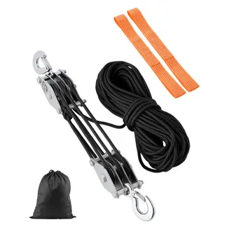 VEVOR Flaschenzug mit 2 T Bruchfestigkeit, 30 m, 5:1 Hubkraft, Hochleistungs-Seilzug mit 2 weichen Schlaufen, Metallrad-Lagerstruktur, Umlenkrolle Universalseilzug zum Heben schwerer Gegenstände VEVOR Flaschenzug mit 2 T Bruchfestigkeit, 30 m, 5:1 Hubkraft, Hochleistungs-Seilzug mit 2 weichen Schlaufen, Metallrad-Lagerstruktur, Umlenkrolle Universalseilzug zum Heben schwerer Gegenstände