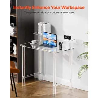VEVOR Acryltisch Computertisch 2-stufiger Bürotisch mit Monitorständer, moderner Schreibtisch (60 kg belastbar) für Schlafzimmer Büro Arbeitszimmer Garderobe, 50 x 80 x 88 cm (transparent) VEVOR Acryltisch Computertisch 2-stufiger Bürotisch mit Monitorständer, moderner Schreibtisch (60 kg belastbar) für Schlafzimmer Büro Arbeitszimmer Garderobe, 50 x 80 x 88 cm (transparent)