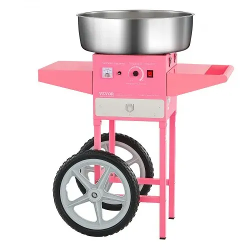 VEVOR elektrische Zuckerwattemaschine kommerzielle Zuckerwattegeräte mit Wagen (1000 W) mit 52 cm Edelstahlschüssel & Zuckerschaufel & Schublade, perfekt für Kindergeburtstage Familienfeiern Rosa – Bild 9