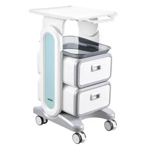 VEVOR Laborwagen mit 3 Ebenen, Laborwagen mit 2 Schubladen und 1 oberen Ablage, mobiler medizinischer Wagen aus ABS-Material, Laborrollwagen mit 4 leisen Rädern für Labor, Klinik, Krankenhaus, Salon, weiß – Bild 10