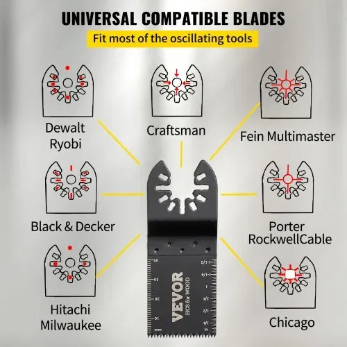 VEVOR 100x Multitool Sägeblätter Oszillierendes Zubehör Set HCS+Edelstahl Multitool Segmentsägeblatt 1-3/8 Zoll Multifunktionswerkzeug Zubehör Set 45-47 HRC – Bild 2