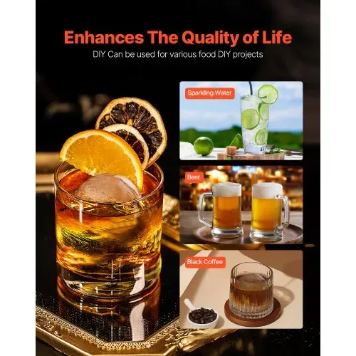VEVOR Eispresse Eiskugelformer Set 60 mm Eiskugel aus Luftfahrt-Aluminium mit Eisblockform & großer Matte & Zange & Tropfschale & einem Glas, runder Eisballmaker, für Whisky Cocktail Partys Urlaub – Bild 5