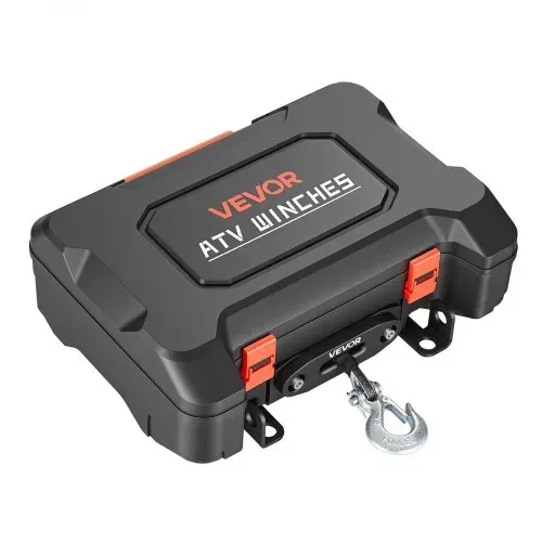 VEVOR Elektrische Seilwinde 12V, Mobile Seilwinde mit 1587kg Tragkraft & Fernbedienung, Tragbare Motorwinde mit Synthetikseil Seilführung Schäkelhaken Gurt Tragkiste, Elektrowinde für ATV UTV Offroad – Bild 8
