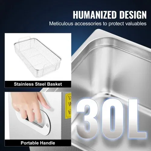 VEVOR 30 L Ultraschallreinigungsgerät Ultraschallreiniger mit Heizung 600 W Ultraschallreiniger aus Edelstahl Ultraschall Reinigungsgerät für Brillen Schmuck Zahnprothesen Münzen usw. – Bild 3