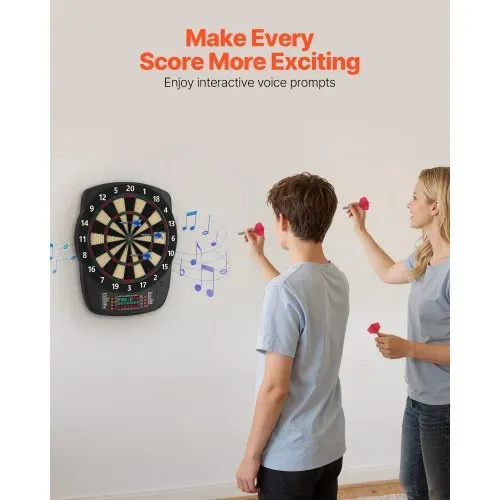 VEVOR Elektronische Dartscheibe, 342,9 mm E-Dartboard mit 43 Spielen & über 200 Variationen für bis zu 8 Spieler, 6 Dartschäfte mit Flights & 50 Ersatz-Pfeilspitzen, Farb-LCD-Punkteanzeige – Bild 5