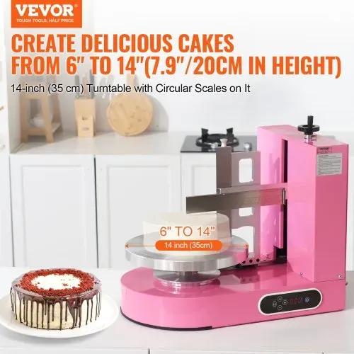 VEVOR einstellbare Tortencremestreichmaschine elektrische Tortendekorationsmaschine zum Verteilen von Kuchencreme, zum Bestreichen und Schmieren von Kuchenglasuren, für 15,24-35,56 cm Kuchen Rosa VEVOR einstellbare Tortencremestreichmaschine elektrische Tortendekorationsmaschine zum Verteilen von Kuchencreme, zum Bestreichen und Schmieren von Kuchenglasuren, für 15,24-35,56 cm Kuchen Rosa