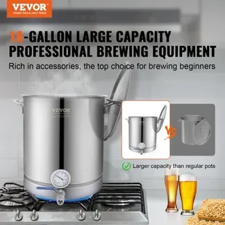 VEVOR Braukessel Bierbrauanlage Heimbrauanlage 60,57 L Thermometer Gärtopf VEVOR Braukessel Bierbrauanlage Heimbrauanlage 60,57 L Thermometer Gärtopf