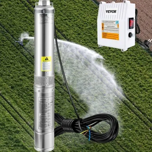VEVOR 102 mm Tiefbrunnenpumpe 1100 W Brunnenpumpe 190 L/min Tauchpumpe max Förderhöhe 57m Rohrpumpe 230 V 50 Hz Sandpumpe IP68 Wasserpumpe 0-40°C Pumpe Ideal – Bild 7