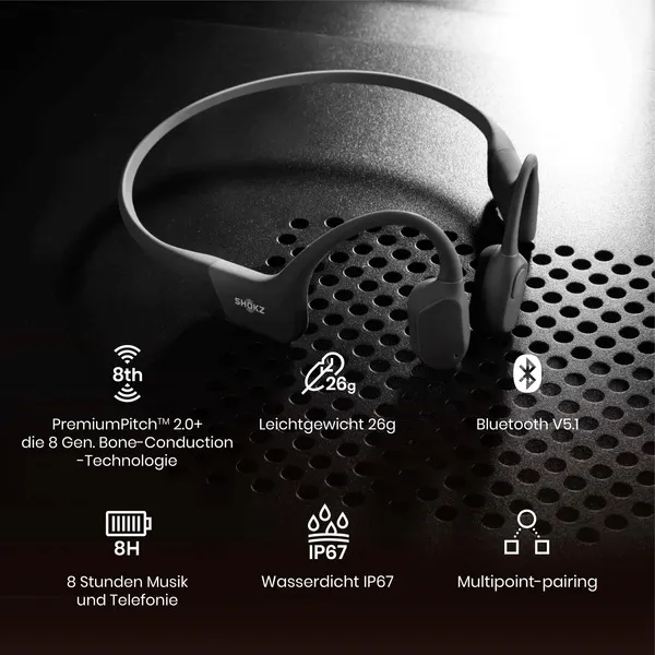 SHOKZ OpenRun Kopfhörer Kabellos Nackenband Sport Bluetooth Schwarz – Bild 3