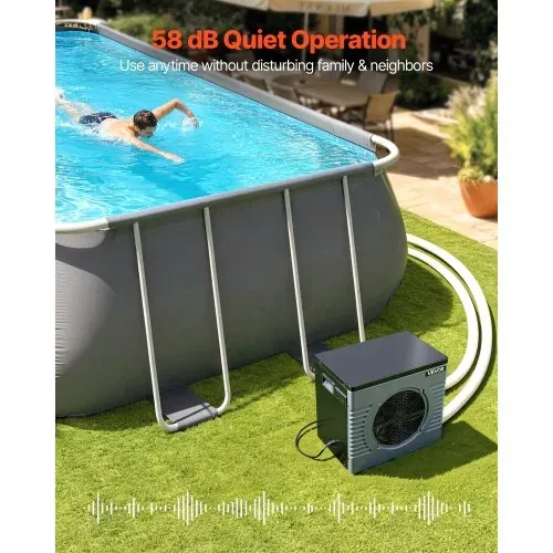 VEVOR Pool-Wärmepumpe 4160 W Nennleistung, Elektrische Poolheizung für Aufstellpools bis 15 m³, Max. COP 5,14, Geräuscharm, FI-Schutzschalter, Heiztemperatur 15–40 °C, Heiz- & Kühlmodus – Bild 5