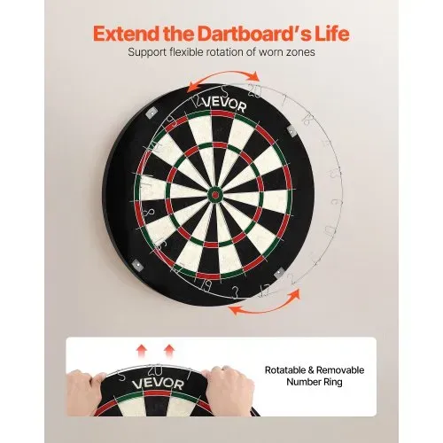 VEVOR Dartscheibe, mit 6 Dartpfeilen & Punktezähler, selbstheilendes Dartboard aus Sisalfasern mit klammerfreiem Bullseye & drehbarem Zahlenring, für Partys & Spielzimmer zu Hause – Bild 3
