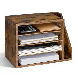 VEVOR Briefablage mit 4 Fächern & Herausnehmbaren Regalböden, Dokumentenablage aus Holz mit Stehsammler, Aktenhalter für Büro Klassenzimmer, Literaturorganizer für Akten Dokumenten Papier, Braun VEVOR Briefablage mit 4 Fächern & Herausnehmbaren Regalböden, Dokumentenablage aus Holz mit Stehsammler, Aktenhalter für Büro Klassenzimmer, Literaturorganizer für Akten Dokumenten Papier, Braun