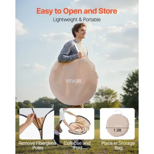 VEVOR Sportzelt, 1200 x 1200 x 1900 mm, Pop-up-Zelt für 1 Person, Zelt für den Außenbereich mit Bodenmatte und Abdeckung, Campingunterstand für Veranstaltungen, Angeln, Jubeln – Bild 5