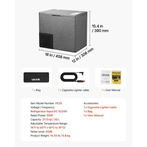 VEVOR Kompressor Kühlbox 20 L, Auto Kühlschrank aus Ultraleichtem EPP, Elektrische Gefrierbox mit App-Steuerung, 12 V/24 V DC, -10 °C bis 10 °C, für LKW, Van, RV, SUV, Boot, Reisen & Camping – Bild 6