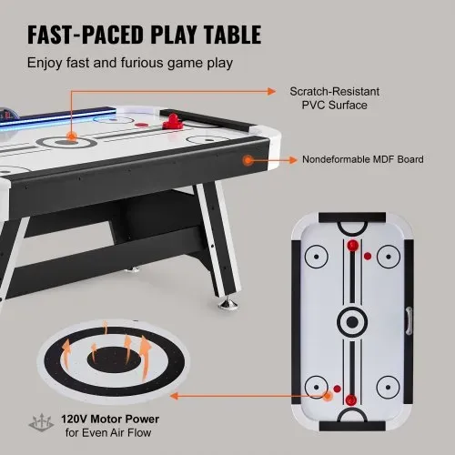 VEVOR Luftbetriebener Hockeytisch für den Innenbereich für Kinder & Erwachsene, LED-Sporthockeyspiel mit 2 Pucks, 2 Schiebern und elektronischem Punktesystem, Arcade-Gaming-Set für Spielzimmer – Bild 2