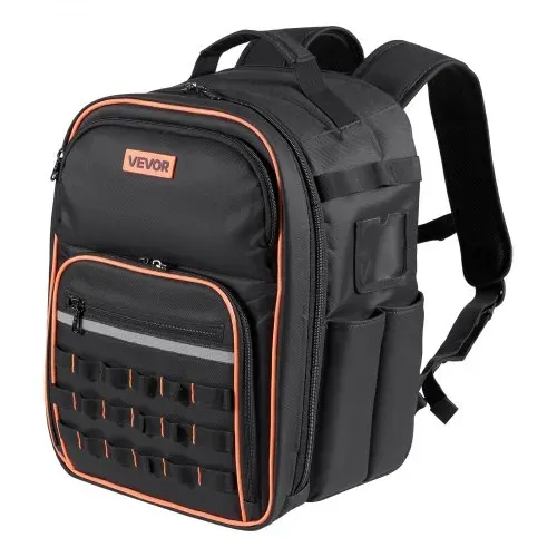 VEVOR Werkzeugrucksack, 49 Taschen, Werkzeug-Aufbewahrungs-Organizer, Backpack mit Laptopfach und verstärktem Stoffboden, Baustellenrucksack, Werkzeugtasche für Elektriker, Handwerker – Bild 8