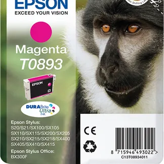 Epson Monkey Singlepack Magenta T0893 DURABrite Ultra Ink Epson Monkey Singlepack Magenta T0893 DURABrite Ultra Ink