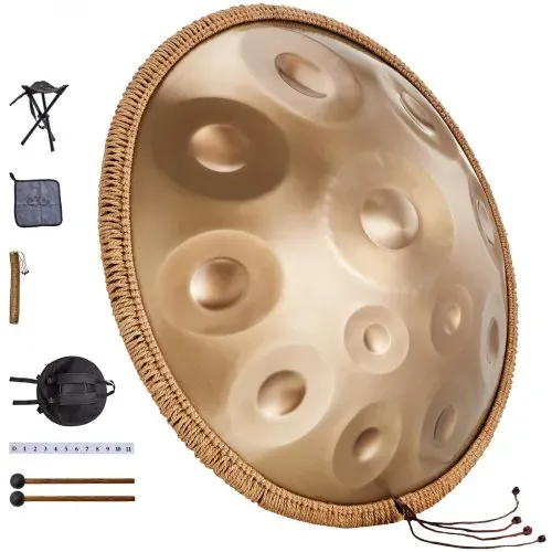 VEVOR Handpan, 55 cm, 12 Noten, D-Moll-Handtrommel, Drum-Instrument mit Schlägeln, 440-Hz-Handpan-Ständer & Tragetasche, Heilende Klangtrommel aus Stahl, Schlaginstrumente für Erwachsene & Anfänger – Bild 8