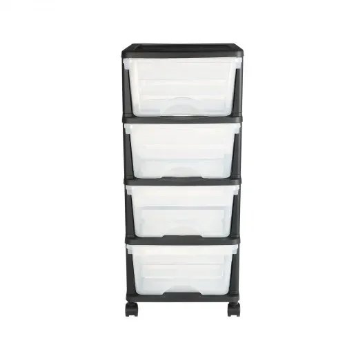 VEVOR Schubladenwagen Schubladenschrank mit 4 Schubladen (17 L / per), rollbarer Schubladen-Container Schubladenbox mit durchsichtigen Behältern für Bürobedarf Bastelräume Klassenzimmer – Bild 10