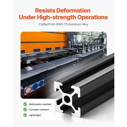 VEVOR 10er Set Aluprofil 2000 mm T-Nut 2020 Aluminium Profil, eloxierte Linearschiene nach europäischem Standard, Nutenprofil für 3D-Drucker, CNC-Maschine DIY, Lasergravur, Schwarz – Bild 2