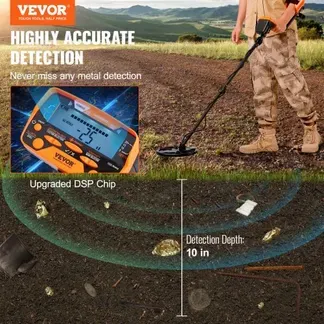 VEVOR Metalldetektor Kit für Erwachsene Multifunktionaler Profi-Detektor mit 7 Modi Metallsuchgerät wasserdichte 25,4cm Spule für Größere Tiefe, mit Schaufel und Tragetasche VEVOR Metalldetektor Kit für Erwachsene Multifunktionaler Profi-Detektor mit 7 Modi Metallsuchgerät wasserdichte 25,4cm Spule für Größere Tiefe, mit Schaufel und Tragetasche