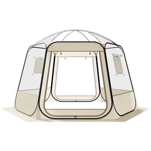 VEVOR Pop-up-Bubble-Zelt, 336x305x220 cm, transparentes Campingzelt, Garten-Kuppel-Iglu-Zelt mit Fenstern, 540°-Panoramablick, für 8–10 Personen, Terrasse, Hinterhof – Bild 9