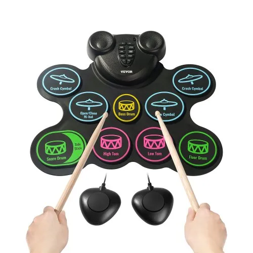 VEVOR Elektronisches Schlagzeug-Set, 9 Pads, mit Kopfhöreranschluss, Doppelpedalen, Drumsticks, integrierten Doppellautsprechern, MIDI, tragbares Instrumentenspielzeug für Kinder ab 3 Jahren VEVOR Elektronisches Schlagzeug-Set, 9 Pads, mit Kopfhöreranschluss, Doppelpedalen, Drumsticks, integrierten Doppellautsprechern, MIDI, tragbares Instrumentenspielzeug für Kinder ab 3 Jahren