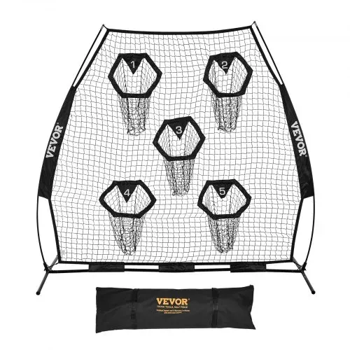 VEVOR Fußballtrainer Wurfnetz Übungsnetz (2265 x 1060 x 2100 mm) mit 5 Zieltaschen & tragbarer Aufbewahrungstasche & Gurten, Wurfelziel-Training für die Passgenauigkeit des Quarterbacks, Schwarz VEVOR Fußballtrainer Wurfnetz Übungsnetz (2265 x 1060 x 2100 mm) mit 5 Zieltaschen & tragbarer Aufbewahrungstasche & Gurten, Wurfelziel-Training für die Passgenauigkeit des Quarterbacks, Schwarz