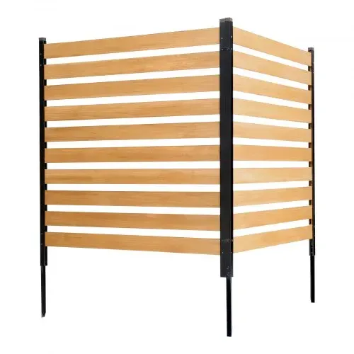 VEVOR Sichtschutzzaun Holz, 1100x982 mm, 2-Paneele-Gartenzaun für Klimaanlagen, Umzäunung für Poolausrüstung mit Metallpfählen, Lattenzaun, Mülltonnenversteck für den Außenbereich als Gartendekoration – Bild 10