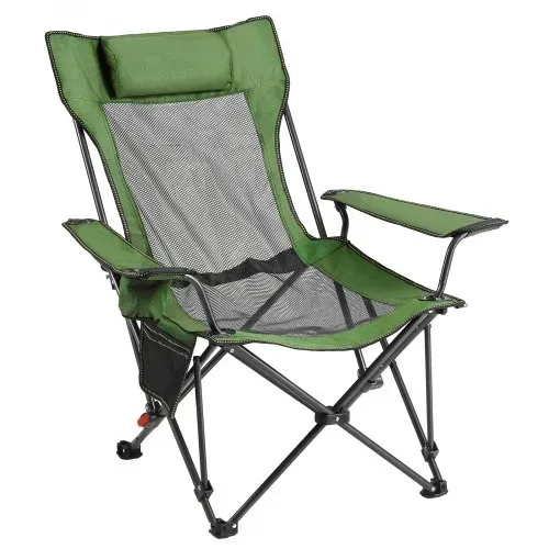 VEVOR Campingstuhl faltbar, Liegestuhl mit 4 verstellbaren Positionen, Relaxsessel Liege mit Getränkehalter, Netz-Strandstuhl mit Kopfstütze & Fußstütze, trägt 100 kg, für Outdoor Camping, grün – Bild 10