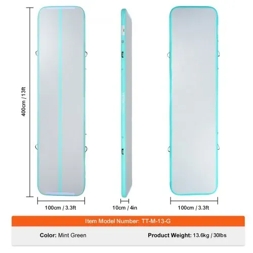 VEVOR Gymnastik-Luftmatte 10 cm Dick Aufblasbare Gymnastik-Tumbling-Matte, Tumbling-Bahn mit Elektrischer Pumpe, Trainingsmatten für den Heimgebrauch/Fitnessstudio /Yoga/Cheerleading/Strand/Park Grün – Bild 6